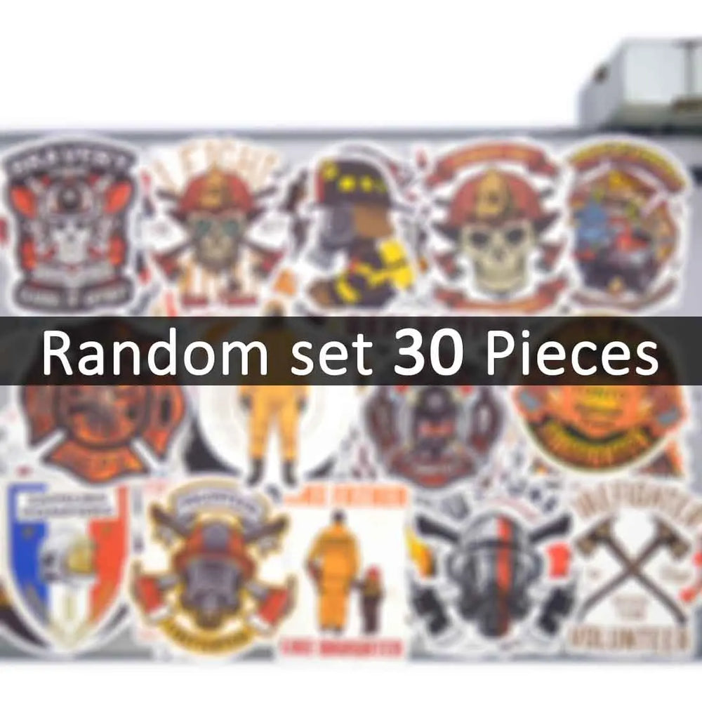 20/30/50Pieces Firefighter Style Decals Fire Guard Fireman Funny Stickers for Helmet Luggage Motorcycle Car Phone Laptop Sticker (Online Order Only)