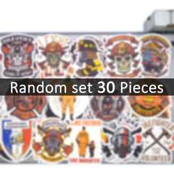 20/30/50Pieces Firefighter Style Decals Fire Guard Fireman Funny Stickers for Helmet Luggage Motorcycle Car Phone Laptop Sticker (Online Order Only)