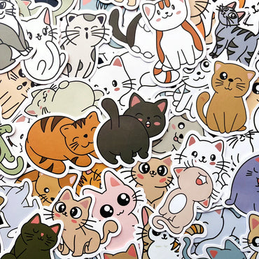 10PCS Cute Cat Stickers for Bike, Skateboard, Car, Helmet, Notebook, Computer, Kids Toy (Online Order Only)