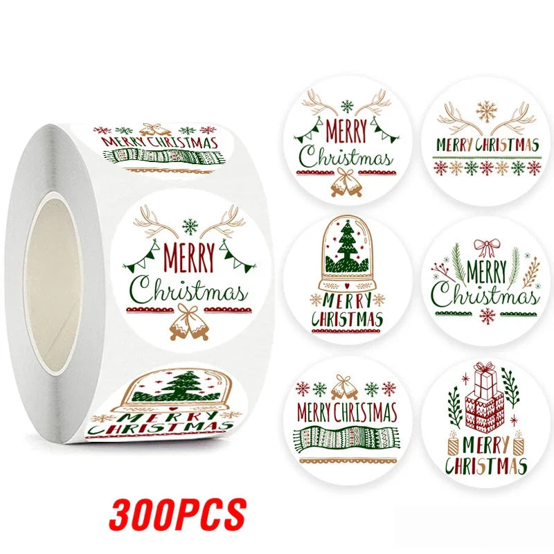 100-500pcs Merry Christmas Sticker Holiday Party New Year Decoration Gift Box Seal Sticker Baking Label Packaging Sticker (ONLINE ORDER ONLY)