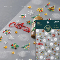 Apple Bear Bunny Snowman Winter Tree Bell Dog Self Adhesive Nail Art Stickers Snowflake Santa Claus Rhinestone Manicure Decals (ONLINE ORDER ONLY)
