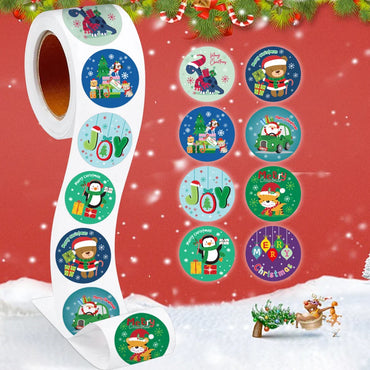 100-500pcs Merry Christmas Stickers Christmas Tags Stickers for kids Gift Baking Package Envelope Stationery Decor 1 inch Round (Online Order Only)