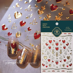 Chic Colourful Star Moon Curved Line Arc Necklace Love Heart Hanging in The Air Cherry Adhesive Nail Art Stickers Manicure Decal (Online Order Only)