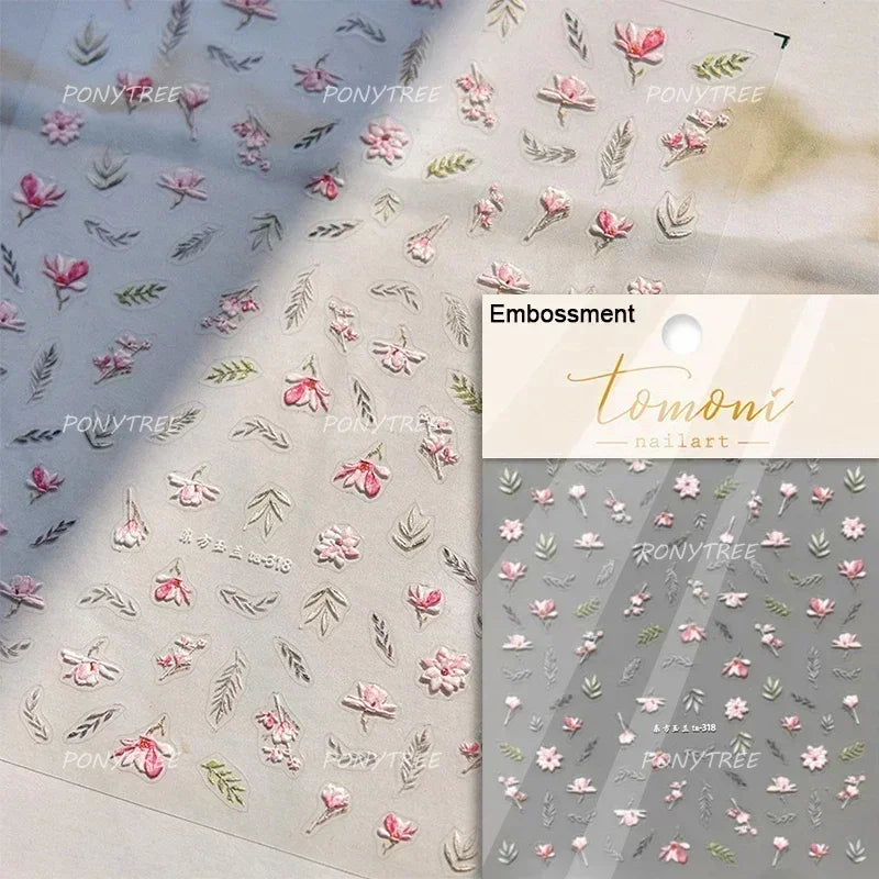 Hot Stamping Silver Rose Gold Tender Leaf Branches Flower Slash Leaves Maple Leaves Ginkgo Plant Flower Nail Art Stickers Decals (ONLINE ORDER ONLY)