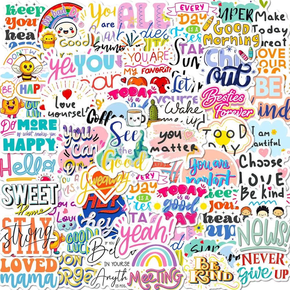 50Pcs Inspirational Quote Stickers for Helmet, Wall, DIY Decor (ONLINE ORDER ONLY)