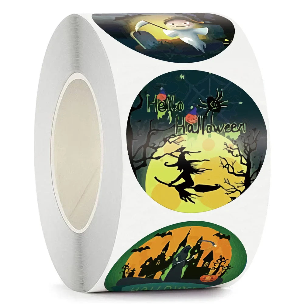 100-500Pcs Halloween Stickers Round party gift decoration sticker Handmade Envelope Sealing Label Stickers Stationery Sticker (Online Order Only)