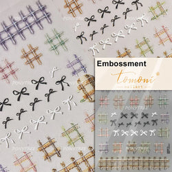 Retro White Lace Bandage Line Bowknot Irregular Fabric Cording Square Calligraphy Adhesive Nail Art Sticker 3D Manicure Decals (ONLINE ORDER ONLY)