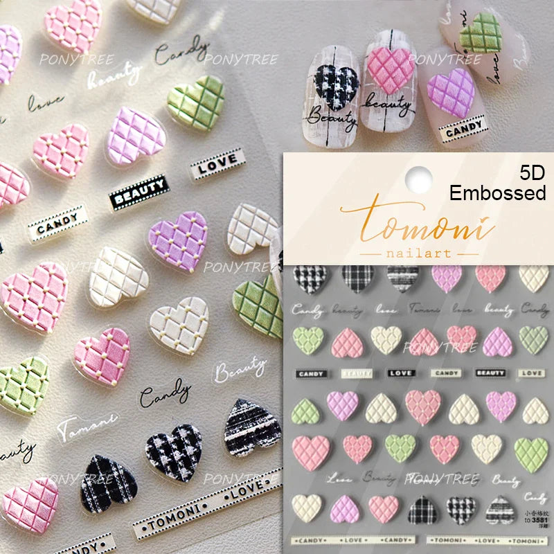 Graffiti Line Love Heart Cool Personal Hollow Out English Letter Y2k Self Adhesive Nail Art Decorations Sticker Manicure Decals (ONLINE ORDER ONLY)