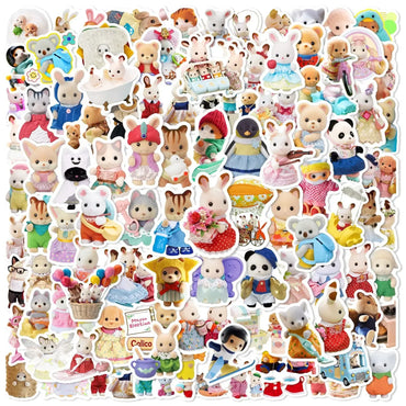 100PCS Calico Critters Stickers Laptop Scrapbook Decoration Graffiti Decals Skateboard Laptop Waterproof Sticker Toys Decor (ONLINE ORDER ONLY)