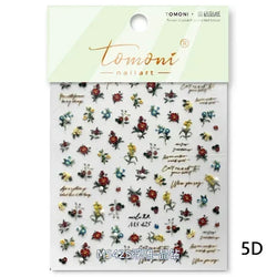 Red Plum Blossom Flower Chinese 3D Self Adhesive Nail Art Decoration Stickers Cheongsam Iris Lily Lotus Vase 5D Manicure Decals (ONLINE ORDER ONLY)