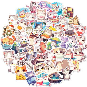 10/30/50PCS Cute Animal Cartoon Stickers Kawaii Cat Graffiti Sticker DIY Laptop Phone Guitar Bike Skateboard Decals Kids Toy (ONLINE ORDER ONLY)