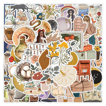 10/30/50/100pcs Vintage Art Plant Funny Cartoon Stickers Decals Laptop Suitcase Motorcycle Car Phone Waterproof Sticker Kids Toy (ONLINE ORDER ONLY)