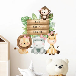 Cartoon Lion Zebra Elephant Giraffe Wall Stickers Kids Room Nursery Decor Decals (ONLINE ORDER ONLY)