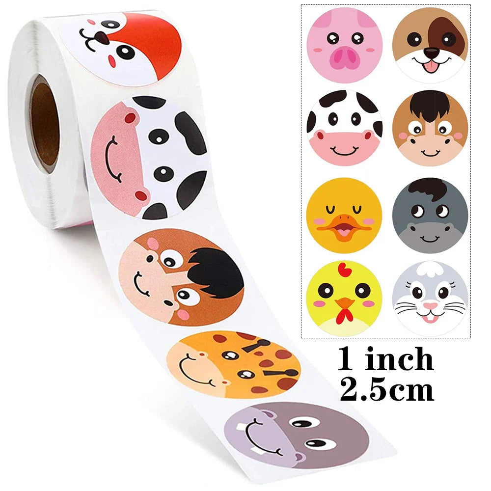 100-500 Pcs 1inch 2.5cm Sea Animal Stickers Roll Children's Toys Praise Reward Student Work Label Stationery Gift Sticker (ONLINE ORDER ONLY)