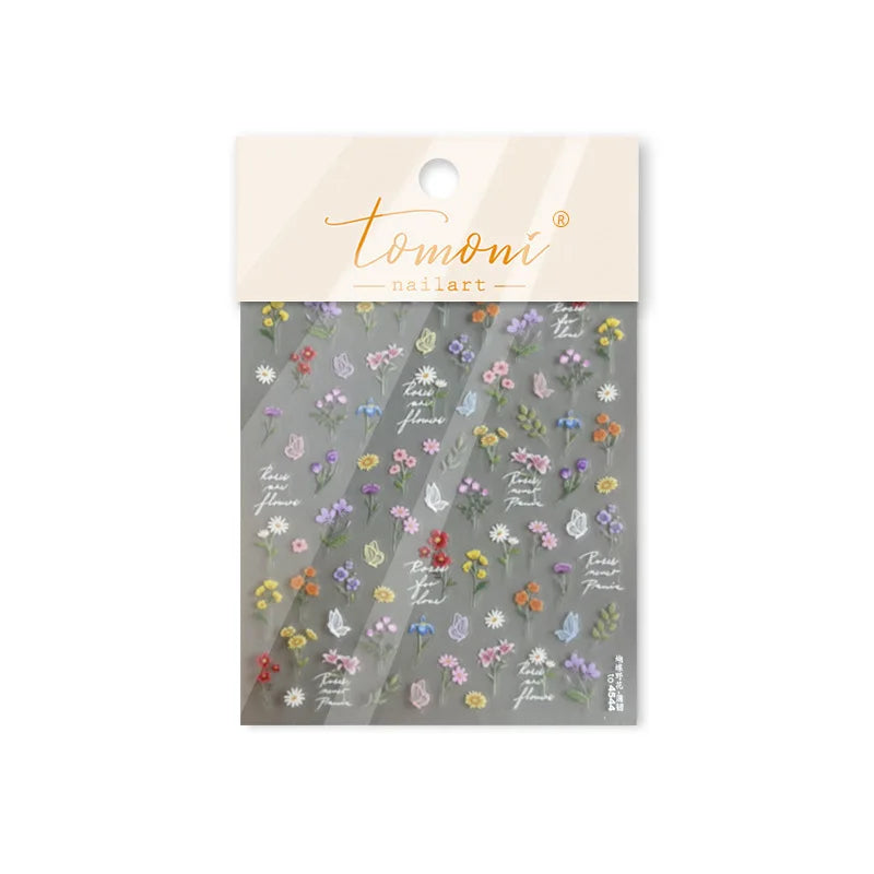 Colourful Butterfly Rose Flower Tulip Daisy Moth Orchid Narcissus 3D Self Adhesive Nail Art Decorations Stickers Manicure Decals (ONLINE ORDER ONLY)