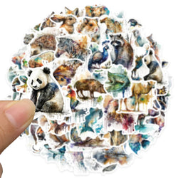 50pcs Aesthetic Watercolor Painting Animals Stickers For Laptop Water Bottle Luggage Guitar Waterproof Graffiti Vinyl Decals (ONLINE ORDER ONLY)