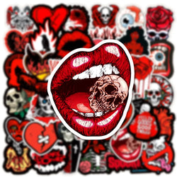 10/30/50PCS Cool Black Red  Gothic Skull Horror Stickers Graffiti Toys DIY Fridge Laptop Phone Notebook Luggage Car Sticker Gift (ONLINE ORDER ONLY)