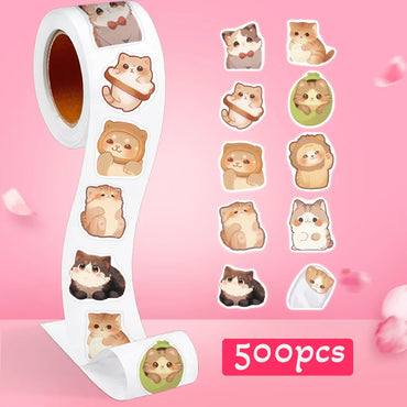 100-500pcs Cute Fat Cat Sticker Thank You Sticker DIY Gift Baking Package Decoration Lables Scrapbooking Stationery Supplies (ONLINE ORDER ONLY)