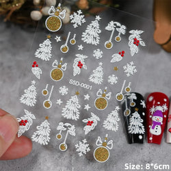 Cute Deer Christmas Nail Stickers 5D Embossed Elk Star Gingerbread Man Snowflake Santa Claus Holly DIY Winter Engraved Manicure* (ONLINE ORDER ONLY)