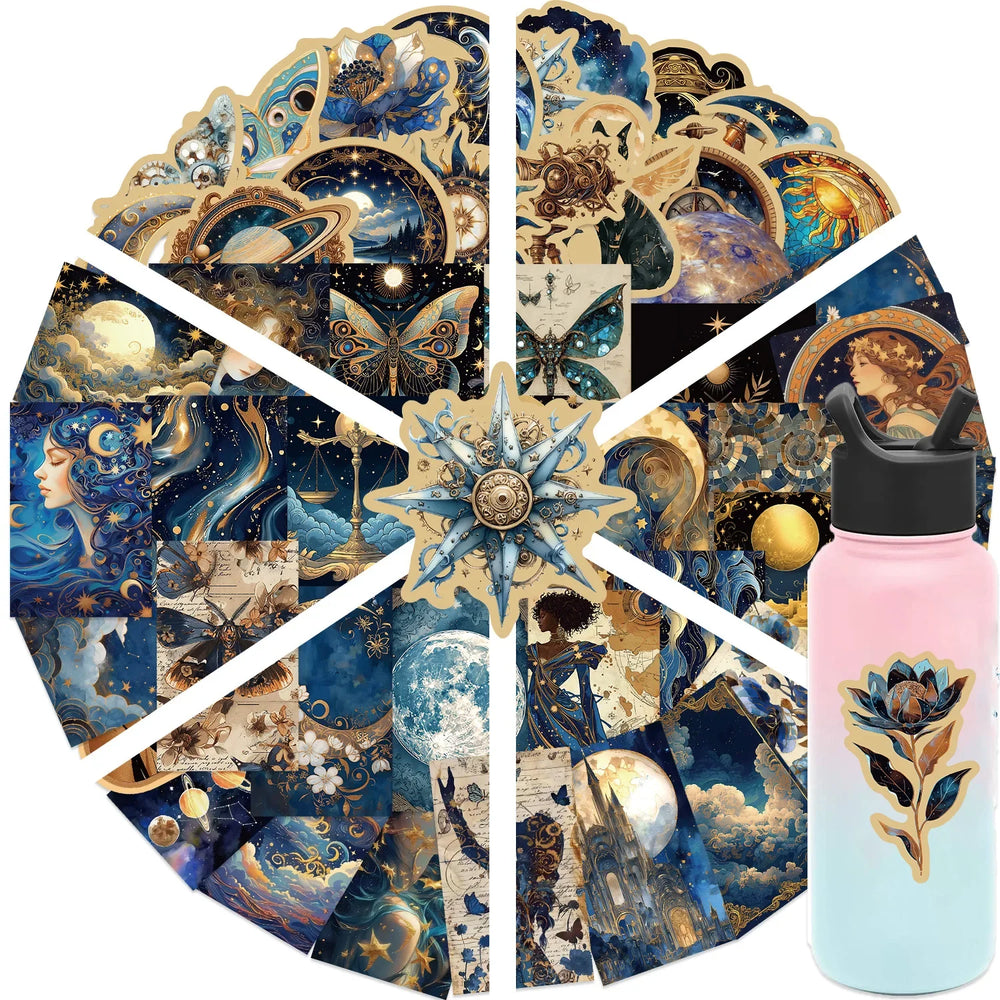 50pcs Retro Astronomy Universe Planets Stickers Galaxy Moon Astrology Aesthetic Decals Sticker for Suitcase Phone Notebook﻿ (ONLINE ORDER ONLY)