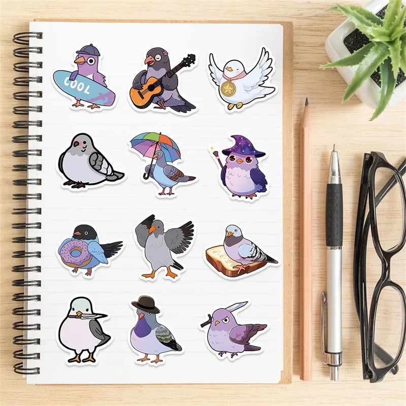 10/30/50PCS Kawaii Pigeon PVC Sticker Aesthetic Chidlren's Korean Stationery Decoration Scrapbooking School Supplies for Kids (ONLINE ORDER ONLY)