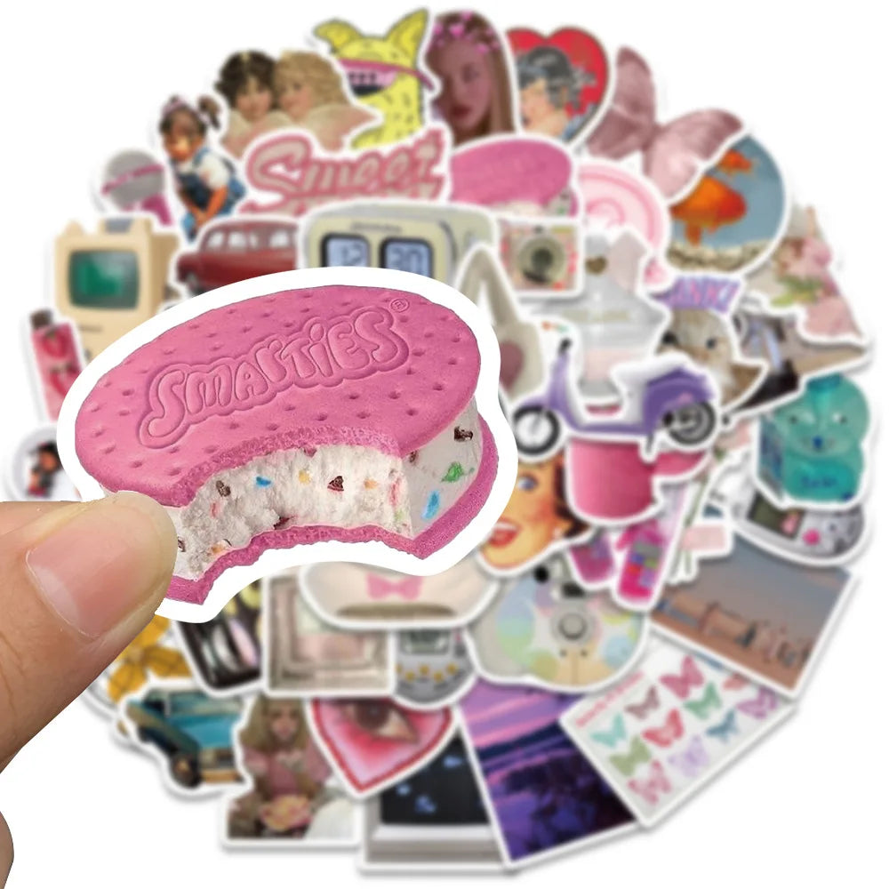 10/30/65PCS Y2K Girls Harajuku Cartoon Stickers Aesthetic Graffiti Toys For Kids DIY Motorcycle Scrapbook Phone Bike Wall Decals (ONLINE ORDER ONLY)