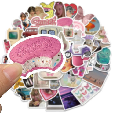 10/30/65PCS Y2K Girls Harajuku Cartoon Stickers Aesthetic Graffiti Toys For Kids DIY Motorcycle Scrapbook Phone Bike Wall Decals (ONLINE ORDER ONLY)