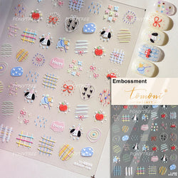 Bear Bowknot Bag Dessert Apple Core Earphone Cup Tulip Cherry Milk Cake Cookies Flower Adhesive Nail Art Stickers Manicure Decal (ONLINE ORDER ONLY)