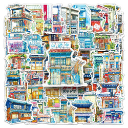 Kawaii Retro Aesthetic Stickers - 10/30/50pcs Laptop Scrapbook Phone Decor (ONLINE ORDER ONLY)