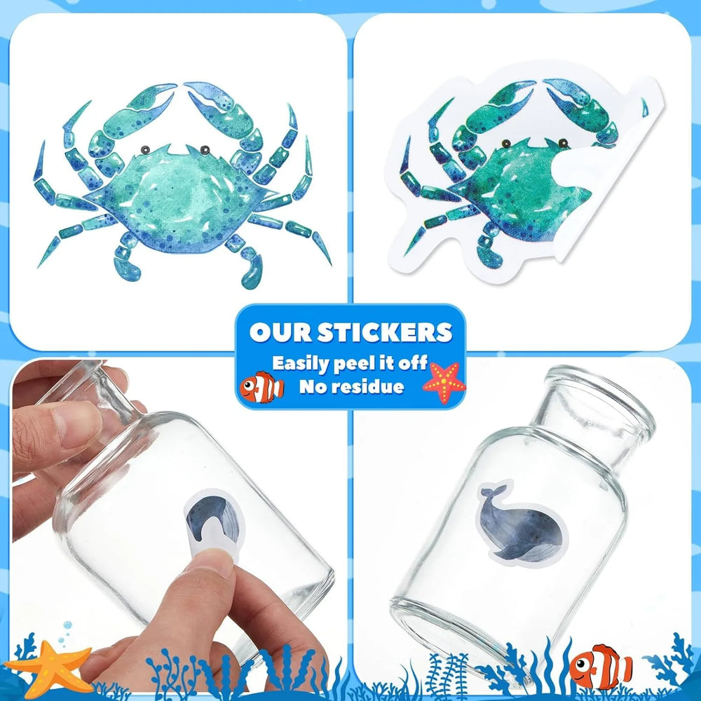 500Pcs /1 Rolls 2.5cm/1inch Aliens of mMarine Animals Sticker Decoration Gift Box Sticker Label Stationery Sticker (ONLINE ORDER ONLY)