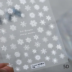 Winter Christmas Crystal Delicate Hexagon Romantic Laser Silver Chic Snowflakes Self Adhesive Nail Art Sticker 5D Manicure Decal (ONLINE ORDER ONLY)