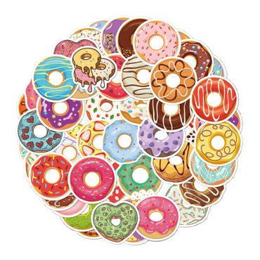 10/30/50PCS Cute Kawaii Donuts Cartoon Stickers Toy DIY Phone Notebook Skateboard Fridge Guitar Laptop Decals Kids Sticker Toys (ONLINE ORDER ONLY)