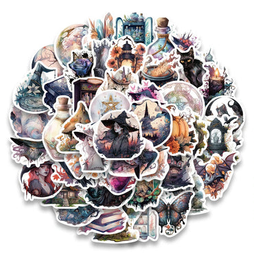 Cartoon Witch Anime Stickers Waterproof for Skateboard Laptop Motorcycle Luggage Phone Car Guitar (Online Order Only)