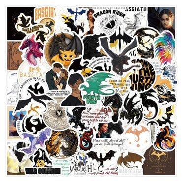 10/30/50/120pcs Fantasy Novel Fourth Wing Waterproof Stickers Anime Decals Skateboard Laptop Phone Car Luggage Cool Sticker Toy (ONLINE ORDER ONLY)