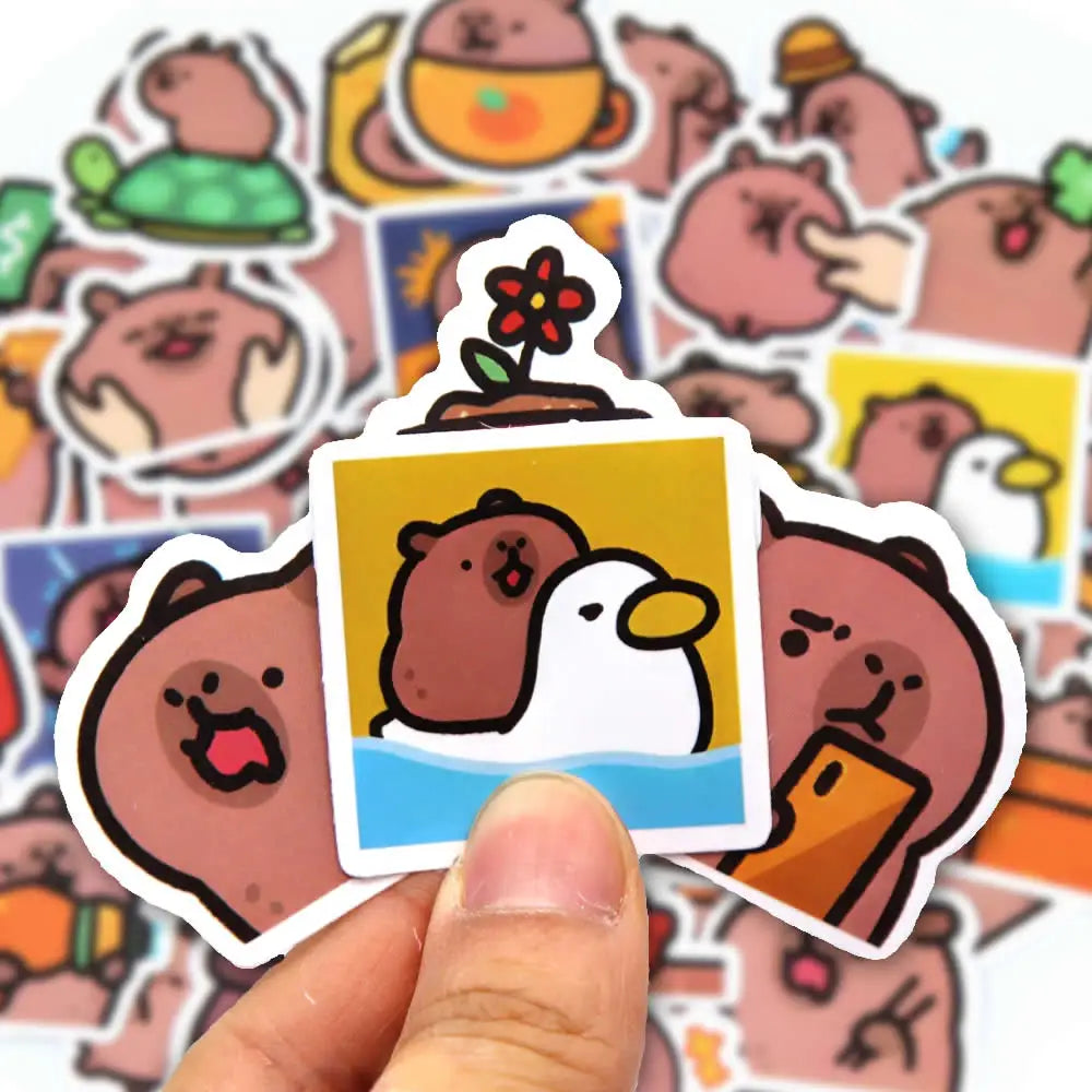 Capybara Stickers Pack: Cute Cartoon Decals for Laptop, Phone, Guitar, Car, Kids (ONLINE ORDER ONLY)