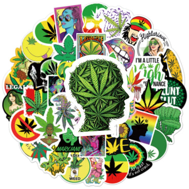10/30/50/100PCS Funny Characters Leaves Weed Smoking Stickers Cool Waterproof Graffiti Decal For Skateboard Phone Motorcycle Car (ONLINE ORDER ONLY)