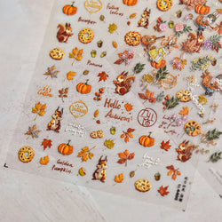 Charming Sunflower Rabbit Pumpkin Squirrel Pinecone Deciduous Produce Good Harvests Cookie Nail Art Sticker Decoration Decals (ONLINE ORDER ONLY)
