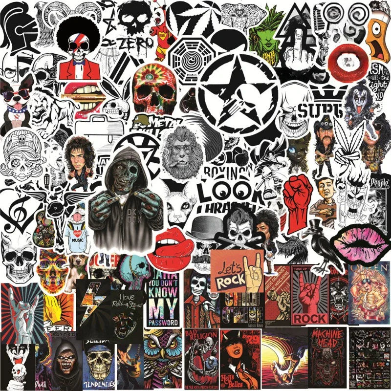 Graffiti Rock Roll Music Stickers Decals for Luggage Helmet Skateboard Scrapbooking (10/50/100pcs) (ONLINE ORDER ONLY)