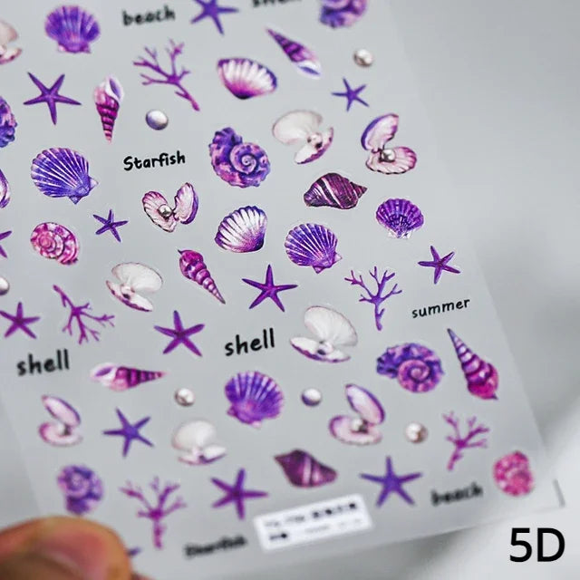 Chinese Black Red Lucky Carp Fish 3D Self Adhesive Nail Art Stickers 5D Soft Relief Nail Phone Decals Goldfish Beach Sea Summer (ONLINE ORDER ONLY)