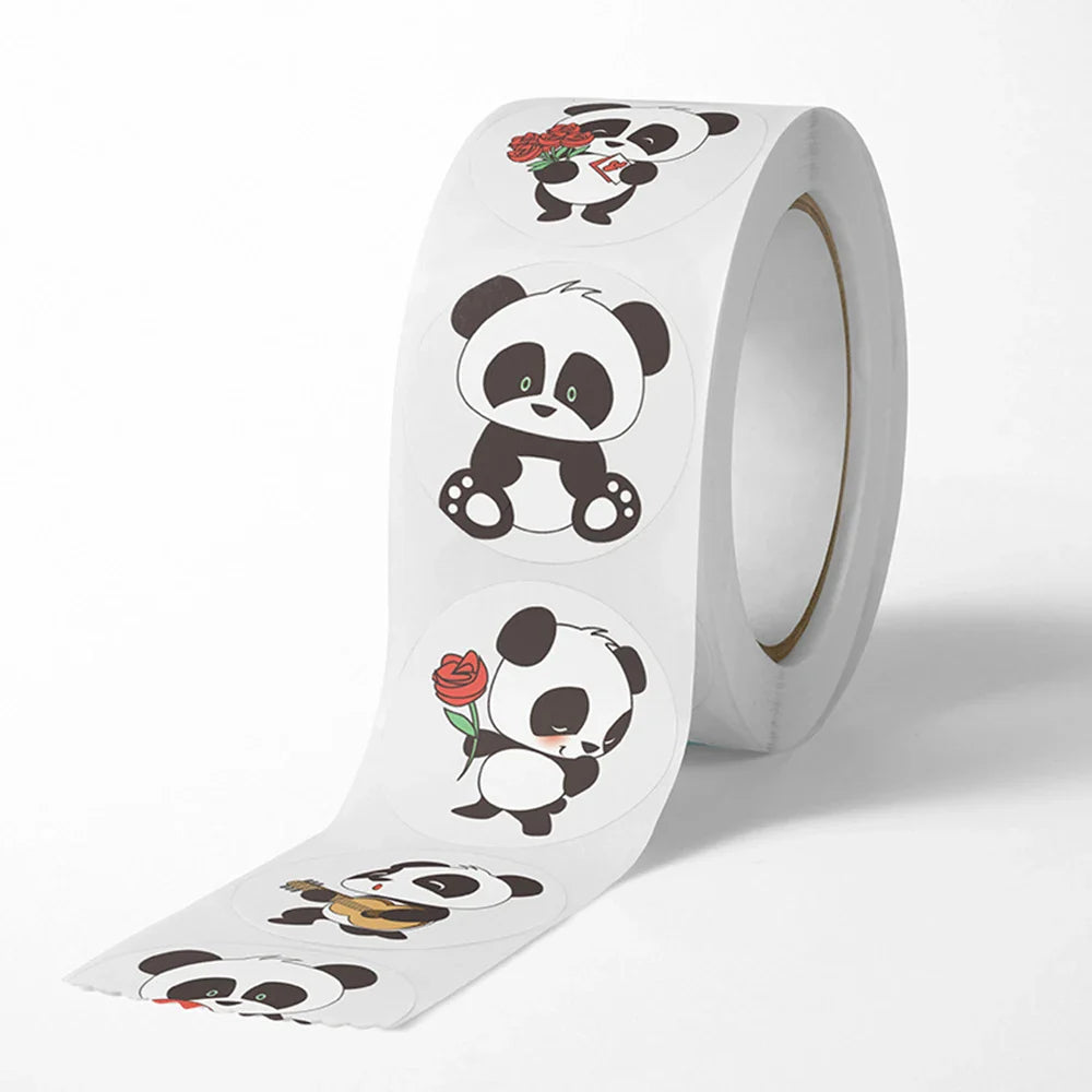 100-500pcs Panda Cute Cartoon Stickers 1inch Reward Sticker Gift Decoration Stationery Stickers (Online Order Only)