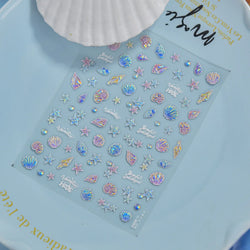 Shiny Colourful Marine Shell Starfish Ocean Elements Star Water Bubbles Star Conch Underwater Nail Art Stickers Manicure Decals (ONLINE ORDER ONLY)