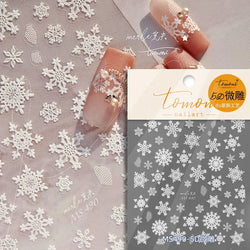 Hot Stamping Romantic White Gold Snowflakes Hexagon Winter 3D Self Adhesive Nail Art Stickers Shiny Rhinestone Manicure Decals (Online Order Only)