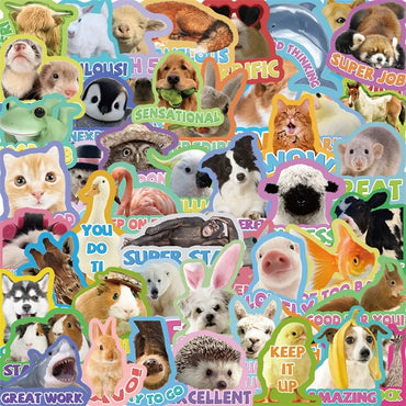 10/30/50PCS Cartoon Animal Encourage PVC Sticker Aesthetic Decoration Scrapbooking Stationery Hand Accounting Supplies for Kids (ONLINE ORDER ONLY)