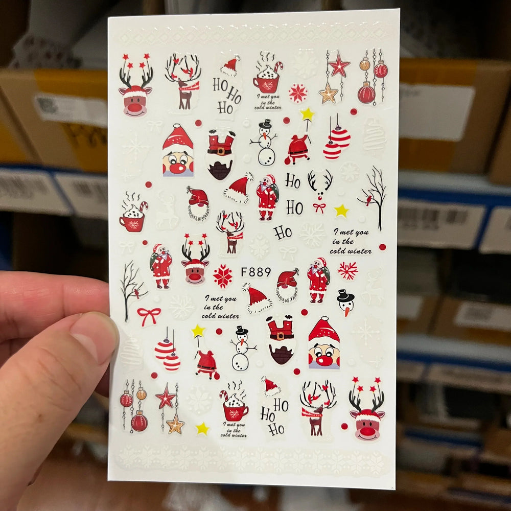 Christmas Greenery Nail Stickers Xmas Holly Animal Penguin Candy Winter Sliders Decor 2024 Holiday Decals Manicure Tips Foils *& (ONLINE ORDER ONLY)