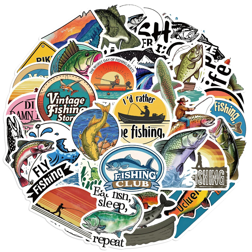 50PCS Cute Fish Animals Graffiti Stickers Skateboard Phone Laptop Waterproof Cool Cartoon DIY Sticker Decals Toy (Online Order Only)