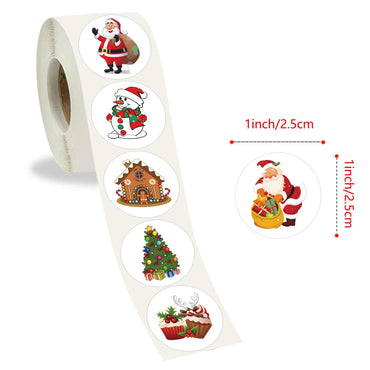 100-500pcs Merry Christmas Stickers Round Christmas Gift Box Decor Seal Sticker Cute Santa Party Decor Stationery Sticker (Online Order Only)