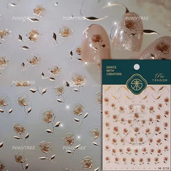 Rose Flower Garden Soft Embossment Adhesive Nail Art Stickers Charming Rhinestone Manicure Decals Nail Supplies for Professional (ONLINE ORDER ONLY)