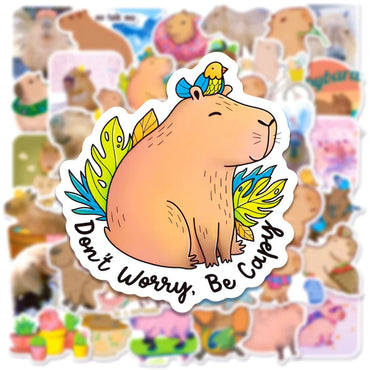10/30/50PCS Funny Capybara Sticker Cute Cartoon Decals Toys For Kids DIY Stationery Laptop Phone Scrapbook Guitar Bike Sticker (Online Order Only)