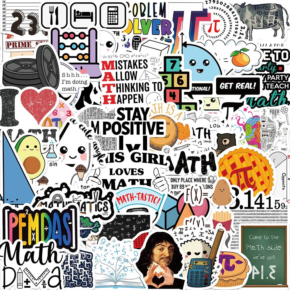 Science Chemistry Lab Math Formula Stickers Decals Waterproof DIY Laptop Phone Notebook Car Kids Toy (Online Order Only)