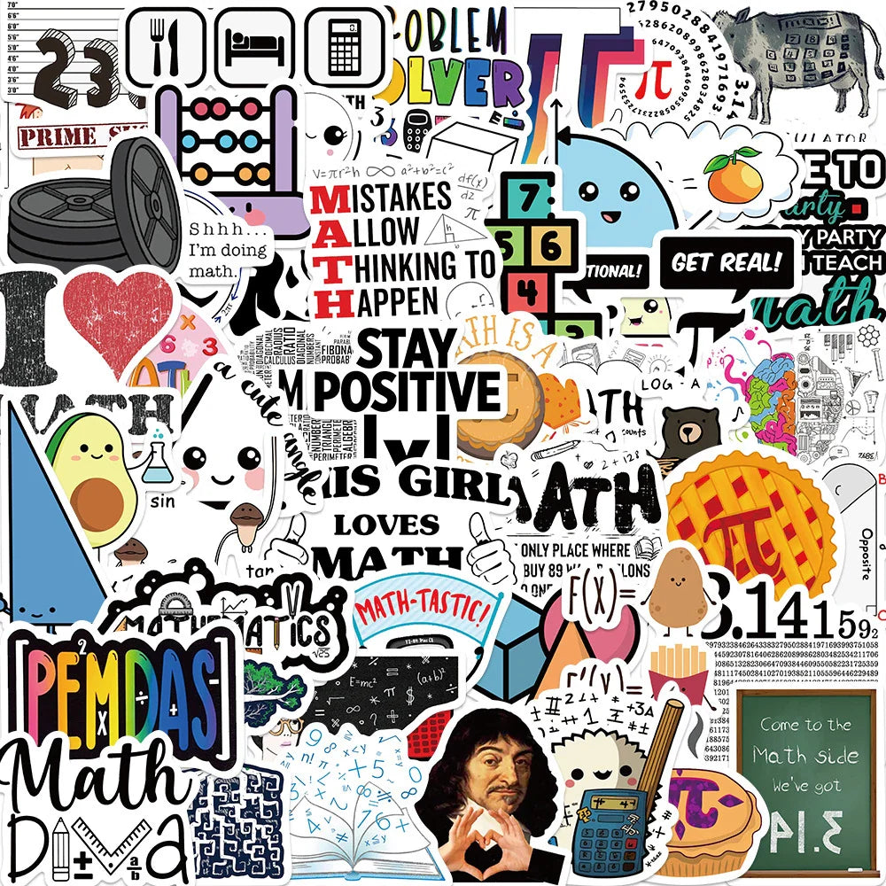 Science Chemistry Lab Math Formula Stickers Decals Waterproof DIY Laptop Phone Notebook Car Kids Toy (Online Order Only)